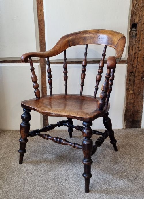 19TH CENTURY ELM BEECH CAPTAIN'S CHAIR - ADDITIONAL PHOTO 8