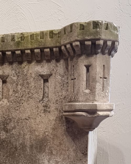 CARVED LIMESTONE PEDESTAL IN THE FORM OF A CASTLE - ADDITIONAL PHOTO 1
