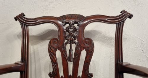 A FINE MAHOGANY CARVER CHAIR BY TROLLOPE COLLS LTD BELGRAVE SQUARE LONDON - ADDITIONAL PHOTO 5