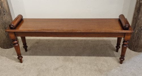 19th century mahogany hall bench - CATEGORY: ANTIQUE FURNITURE - DATED 19TH CENTURY