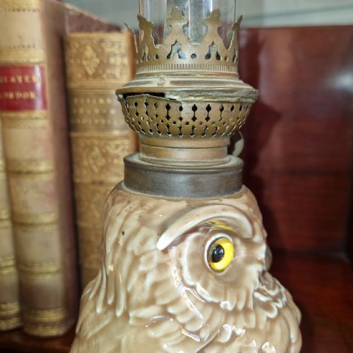 PAIR OF ANTIQUE OWL OIL LAMPS BY WILLIAM WHITELEY - ADDITIONAL PHOTO 6