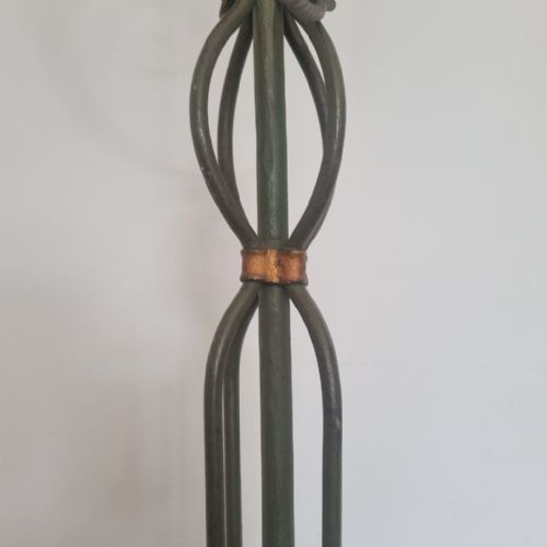 AN ADJUSTABLE WROUGHT IRON STANDARD LAMP WITH ORIGINAL PAINTED GILDED DECORATION - ADDITIONAL PHOTO 2