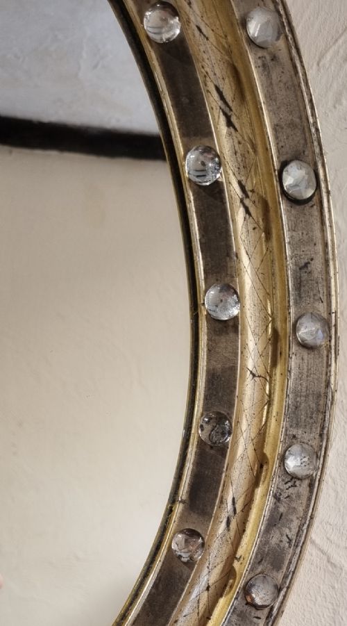 A 19TH CENTURY IRISH GILT EMBOSSED OVAL WALL MIRROR - ADDITIONAL PHOTO 2