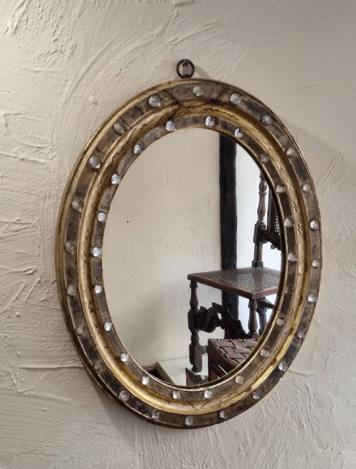 A 19TH CENTURY IRISH GILT EMBOSSED OVAL WALL MIRROR - ADDITIONAL PHOTO 6