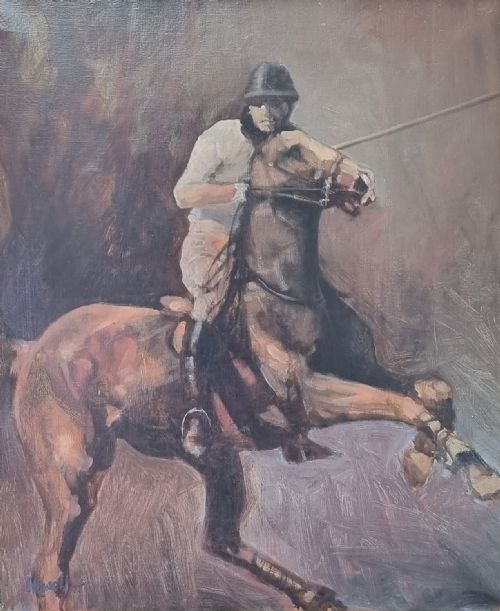 peter howell horse polo oil on canvas - CATEGORY: ANTIQUE ART - DATED LATER THAN 1960