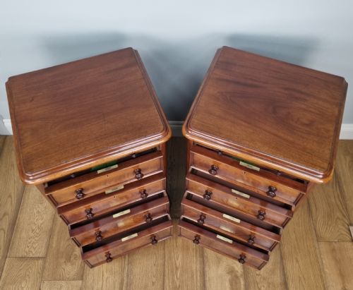 A FINE PAIR OF MAHOGANY PEDESTAL BEDSIDE CHESTS WITH BRUSHING SLIDES - ADDITIONAL PHOTO 3