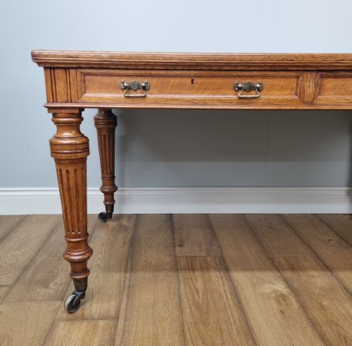 A FINE GOLDEN OAK WRITING TABLE BY JOHNSTONE JEANES CO - ADDITIONAL PHOTO 13