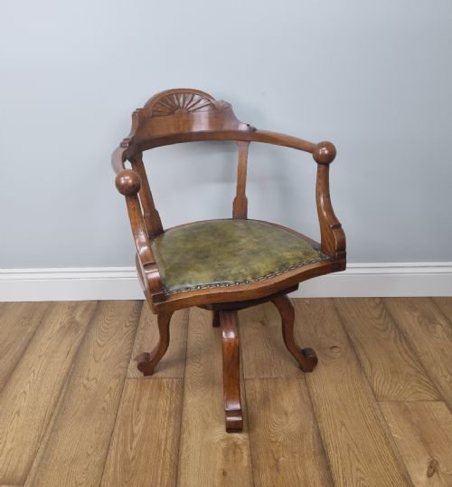 A LATE 19TH CENTURY OAK SWIVEL DESK CHAIR - ADDITIONAL PHOTO 2