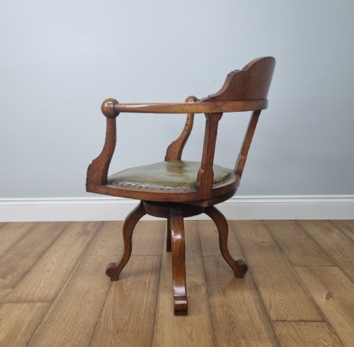 A LATE 19TH CENTURY OAK SWIVEL DESK CHAIR - ADDITIONAL PHOTO 4