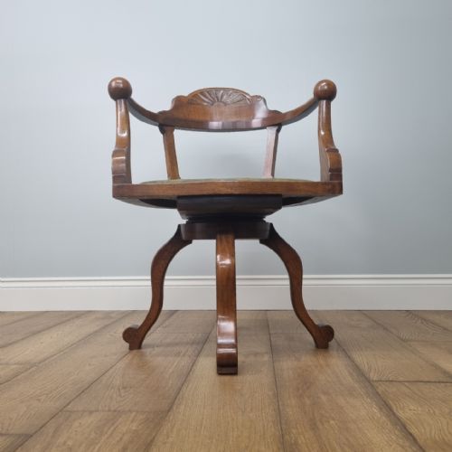 A LATE 19TH CENTURY OAK SWIVEL DESK CHAIR - ADDITIONAL PHOTO 7