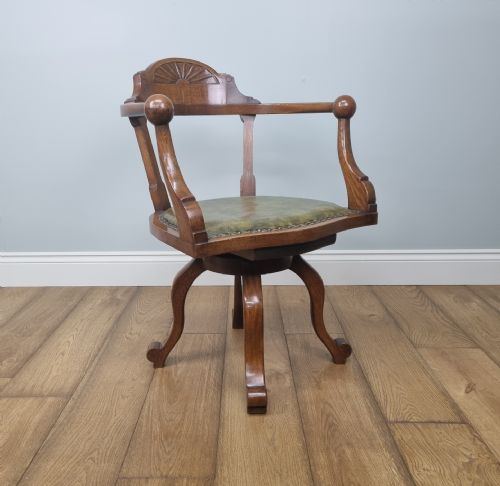 A LATE 19TH CENTURY OAK SWIVEL DESK CHAIR - ADDITIONAL PHOTO 8