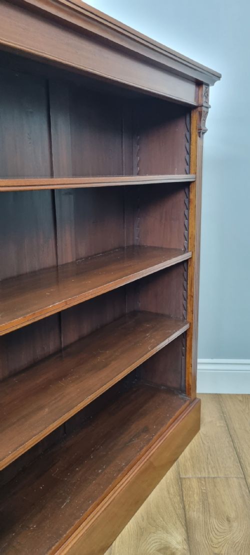 ANTIQUE WALNUT OPEN BOOKCASE - ADDITIONAL PHOTO 4