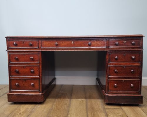 19TH CENTURY 5' X 3' MAHOGANY PEDESTAL DESK UNRESTORED - ADDITIONAL PHOTO 4