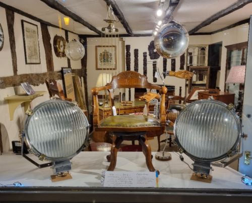 A LARGE PAIR OF INDUSTRIAL STEEL COPPER AND GUNMETAL FLOODLIGHTS CIRCA 1930 - ADDITIONAL PHOTO 10