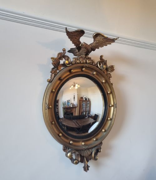 good regency style convex mirror 84 cm high circa 1930 - CATEGORY: ANTIQUE MIRRORS - DATED 1930