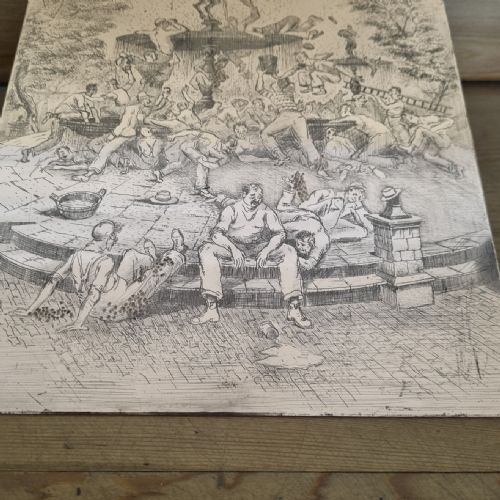 'FOUNTAIN FROLICS' A COPPER PRINTING PLATE ETCHED BY ROLAND BATCHELOR 18891990 - ADDITIONAL PHOTO 4