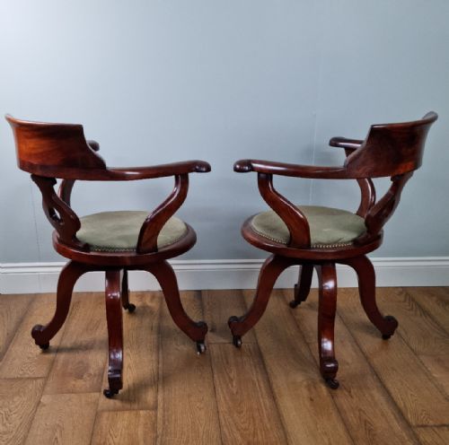 A FINE PAIR OF ANTIQUE DESK CHAIRS BY GEORGE BARTHOLOMEW CO - ADDITIONAL PHOTO 5