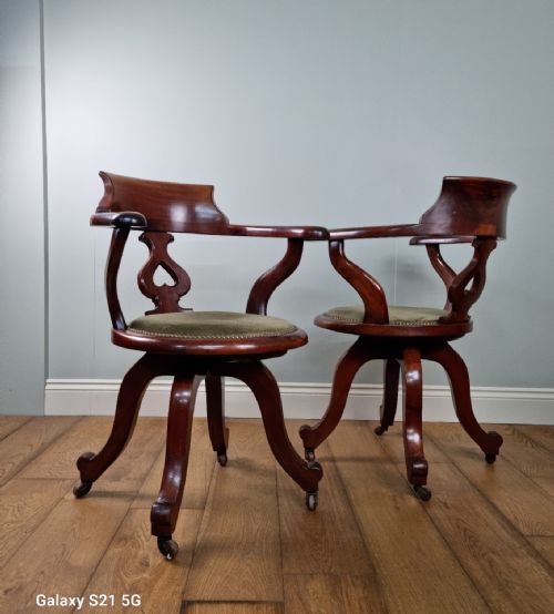A FINE PAIR OF ANTIQUE DESK CHAIRS BY GEORGE BARTHOLOMEW CO - ADDITIONAL PHOTO 10