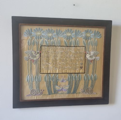 a charming arts crafts needlework panel circa 1910 - CATEGORY: ANTIQUE MISCELLANEOUS - DATED EDWARDIAN
