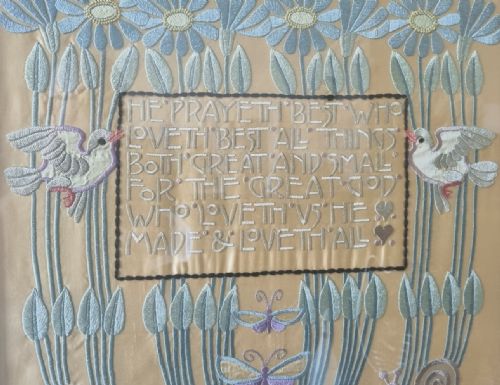 A CHARMING ARTS CRAFTS NEEDLEWORK PANEL CIRCA 1910 - ADDITIONAL PHOTO 2