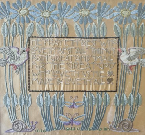 A CHARMING ARTS CRAFTS NEEDLEWORK PANEL CIRCA 1910 - ADDITIONAL PHOTO 3