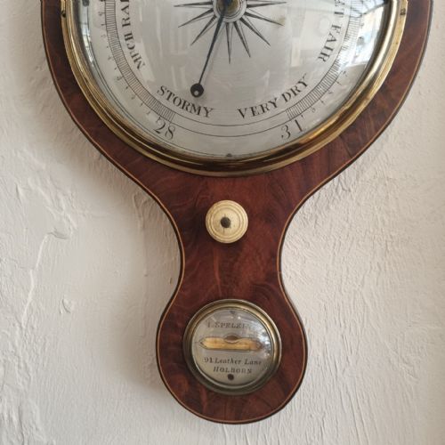 AN ELEGANT ANTIQUE WHEEL BAROMETER BY ISPELZINI OF '91 LEATHER LANE HOLBORN LONDON' - ADDITIONAL PHOTO 2