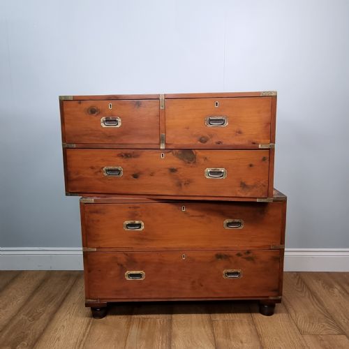 19TH CENTURY CAMPAIGN CHEST OF DRAWERS MADE FROM CEDAR WOOD - ADDITIONAL PHOTO 1