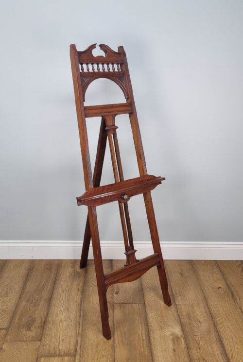 AN ANTIQUE WALNUT DISPLAY EASEL IN THE MANNER OF JAMES SHOOLBRED CO - ADDITIONAL PHOTO 8
