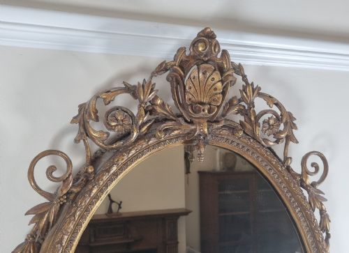 ANTIQUE GILT OVAL GIRANDOLE WALL MIRROR - ADDITIONAL PHOTO 3