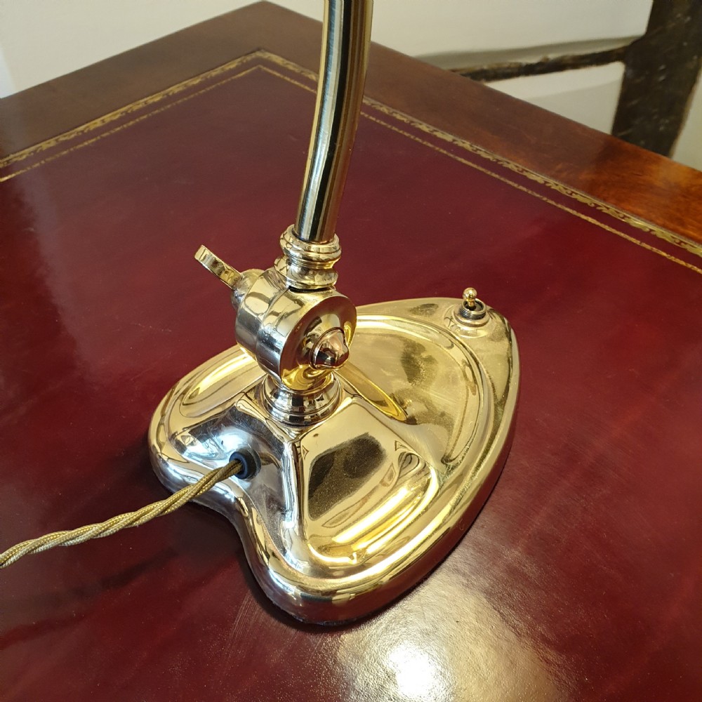 Brass & steel desk or bankers lamp with a heart shaped base View IV