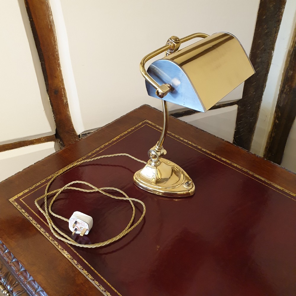 Brass & steel desk or bankers lamp with a heart shaped base View V