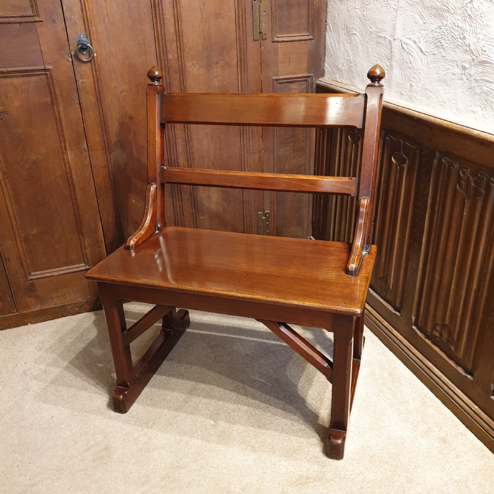 Gothic Mahogany Gallery Bench ( the V & A Museum's benches in the Raphael Gallery are of the same design and age )