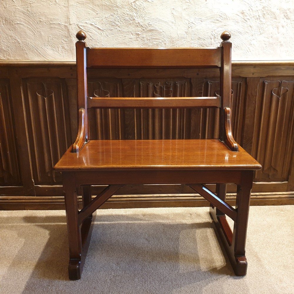 Gothic Mahogany Gallery Bench ( the V & A Museum's benches in the Raphael Gallery are of the same design and age ) View II
