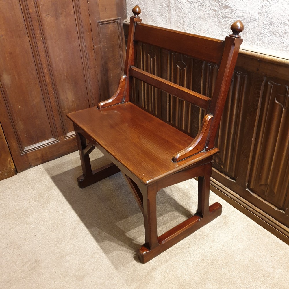 Gothic Mahogany Gallery Bench ( the V & A Museum's benches in the Raphael Gallery are of the same design and age ) View III