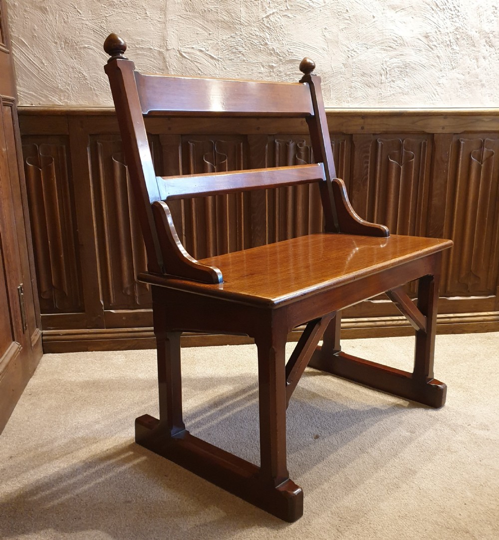 Gothic Mahogany Gallery Bench ( the V & A Museum's benches in the Raphael Gallery are of the same design and age ) View IV