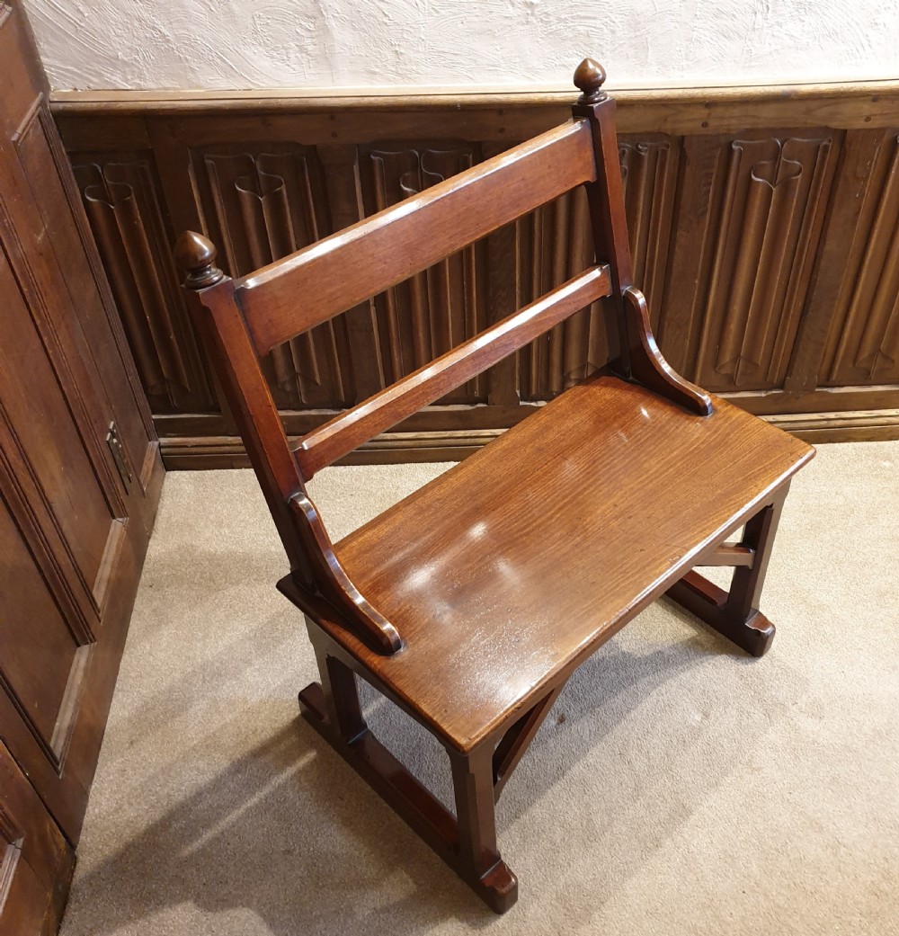 Gothic Mahogany Gallery Bench ( the V & A Museum's benches in the Raphael Gallery are of the same design and age ) View V