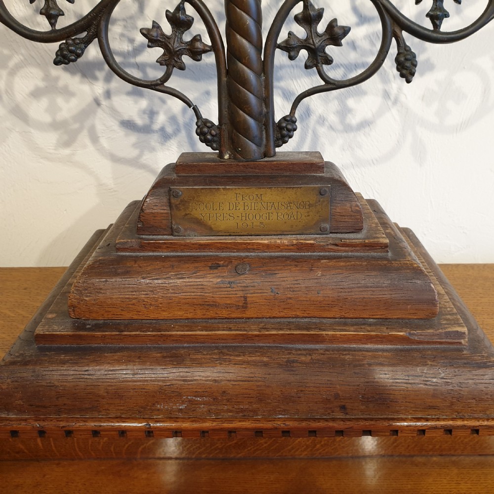 A fragment of a brass seven-branch candlestick - a poignant WW1 relic from 'Ecole de Bienfaisance'  View III