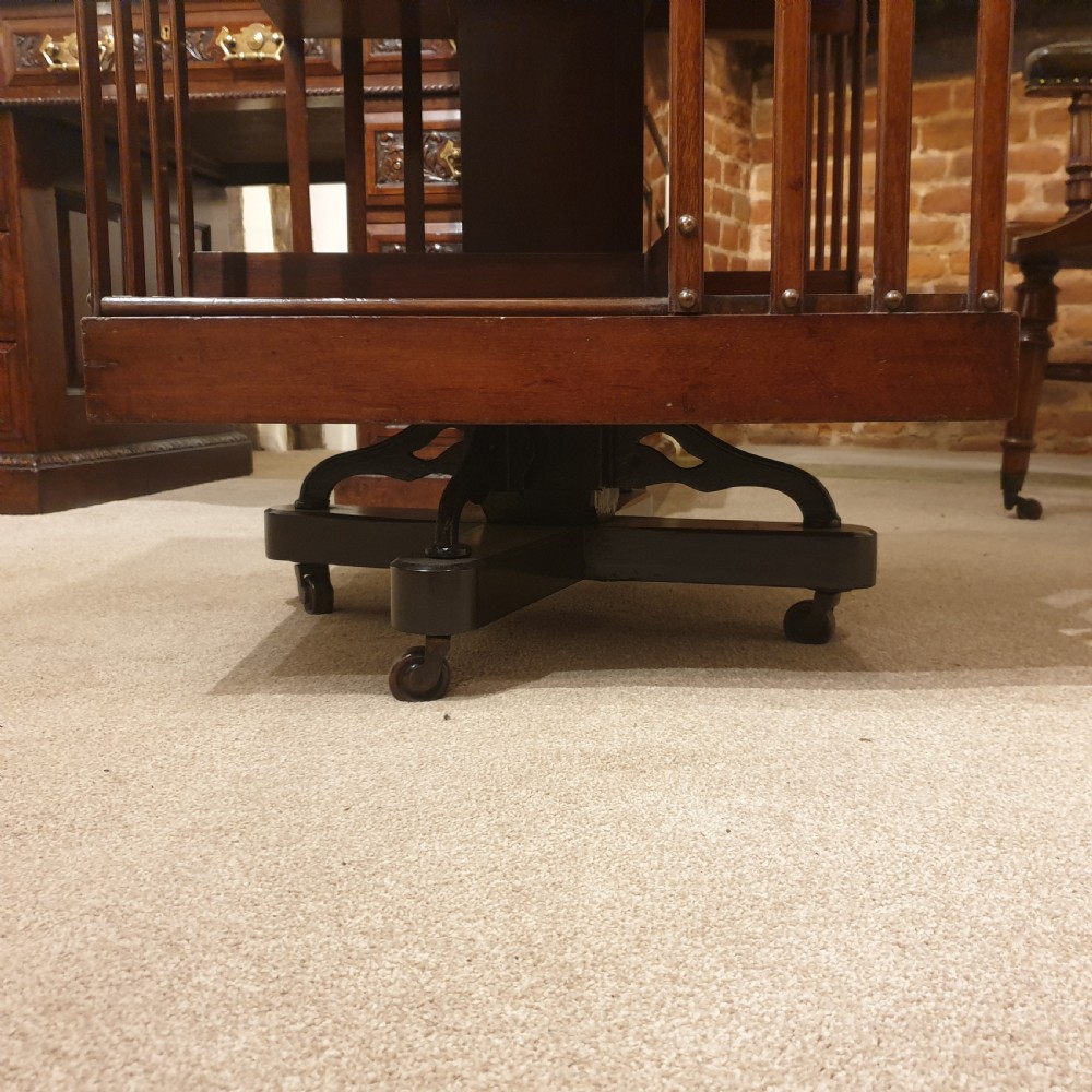 A mahogany revolving library bookcase with galleried top.  View VI