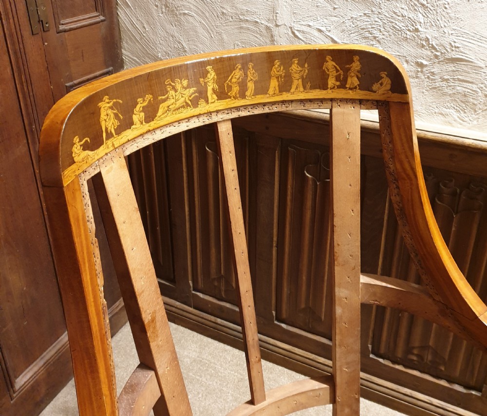 An inlaid satinwood armchair frame with ormolu mounts - awaiting upholstery View IV