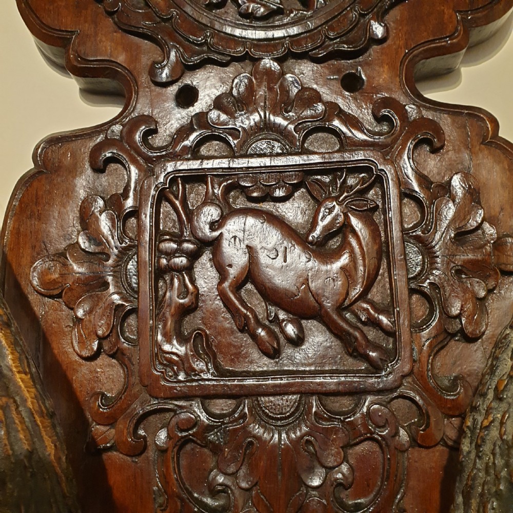 A 19th Century carved & decorated wooden stag's head  View VII