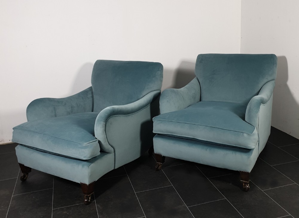 Pair of Howard style armchairs 