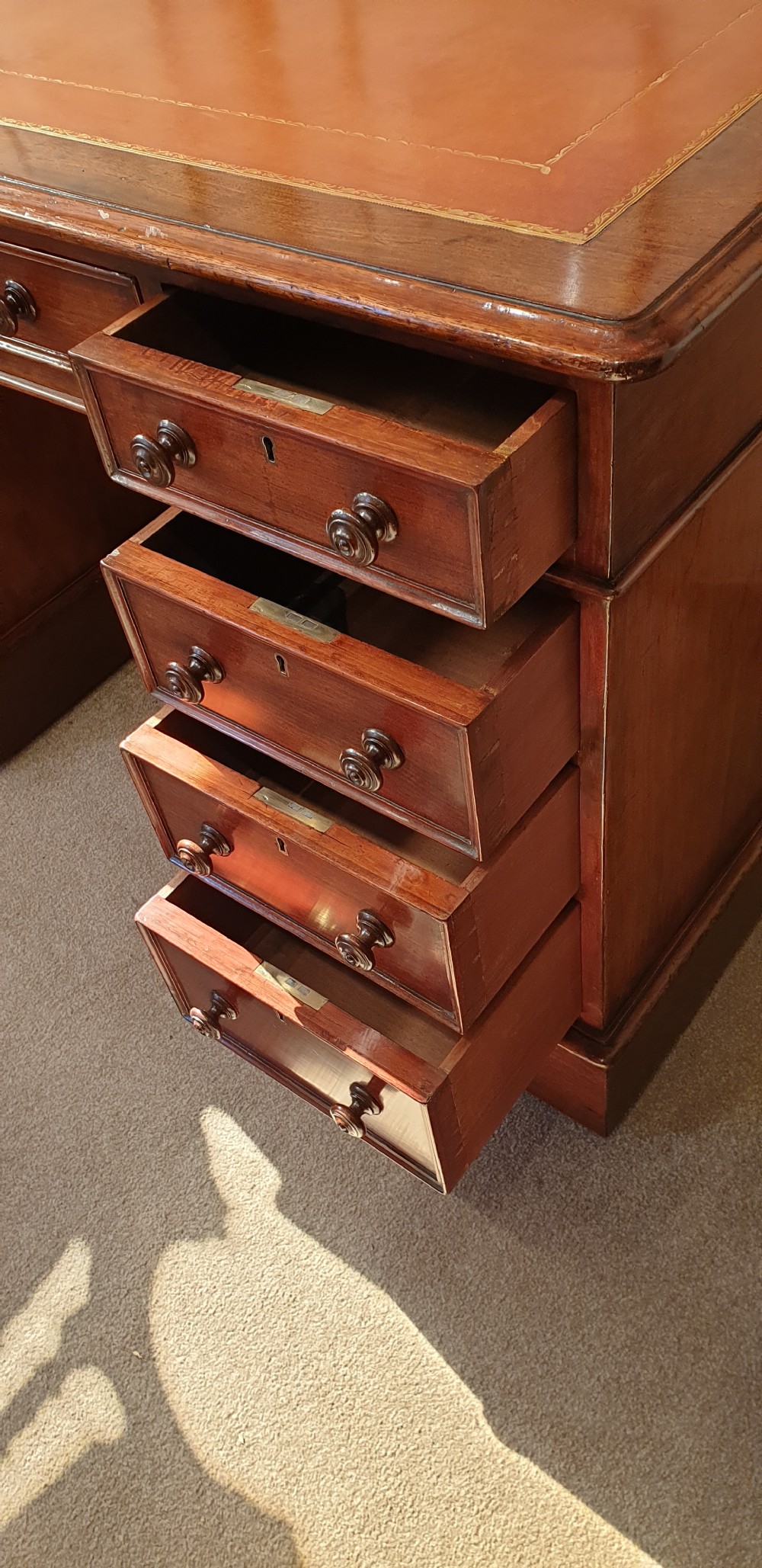19th Century Mahogany Pedestal Desk   View VII