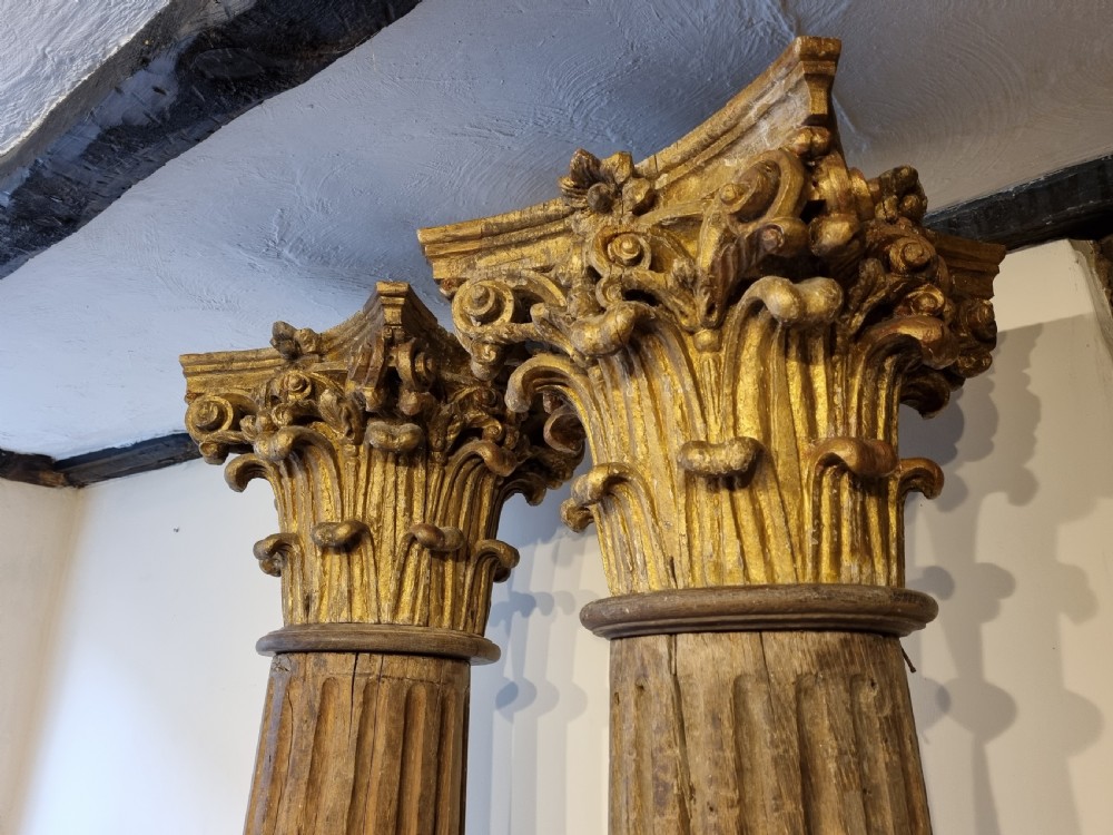 Pair of Georgian oak Corinthian columns  View III