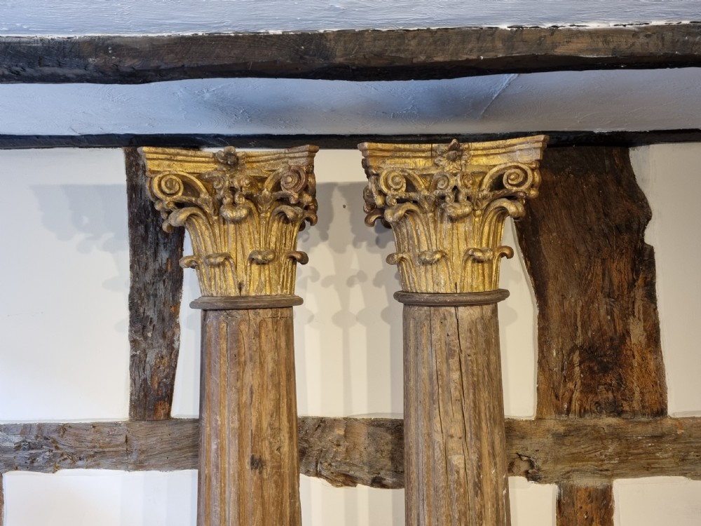 Pair of Georgian oak Corinthian columns  View V