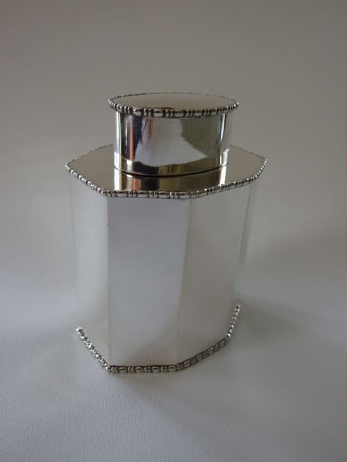 A Superior Octagonal Silver Tea Caddy.