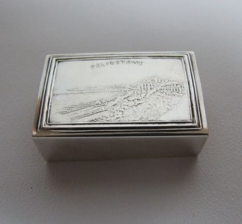 A Rare Edwardian Silver Felixstowe Scenic Matchbox Holder.