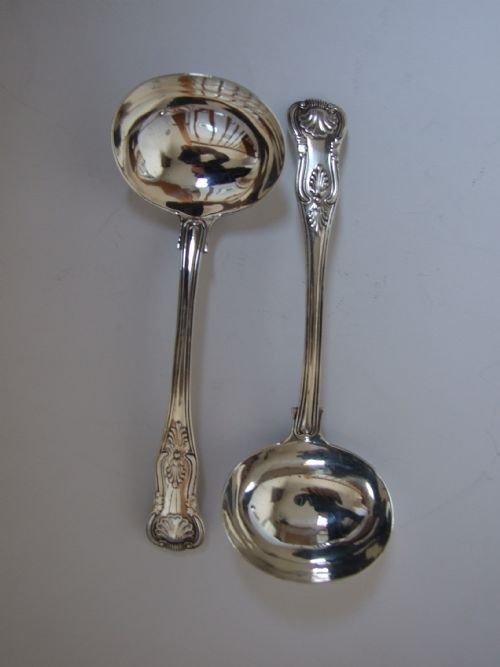 A Splendid Pair of Victorian Silver Ladles in Kings Pattern.