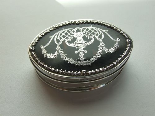 A Superior Edwardian Silver and Tortoiseshell Trinket Box.