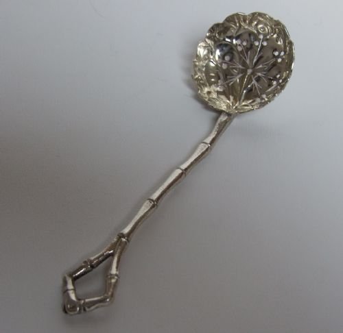 Gorgeous Victorian Silver Plated Sifter Spoon in the Chinese Taste.