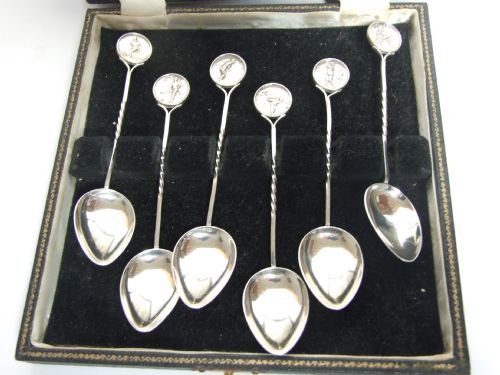 A Rare Set of Six Sporting Interest Silver Spoons.